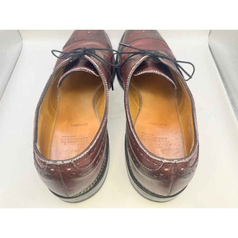 Allen‎ Edmonds Lexington Burgundy Leather Cap Toe Wingtip Derby Shoes 11.5 R